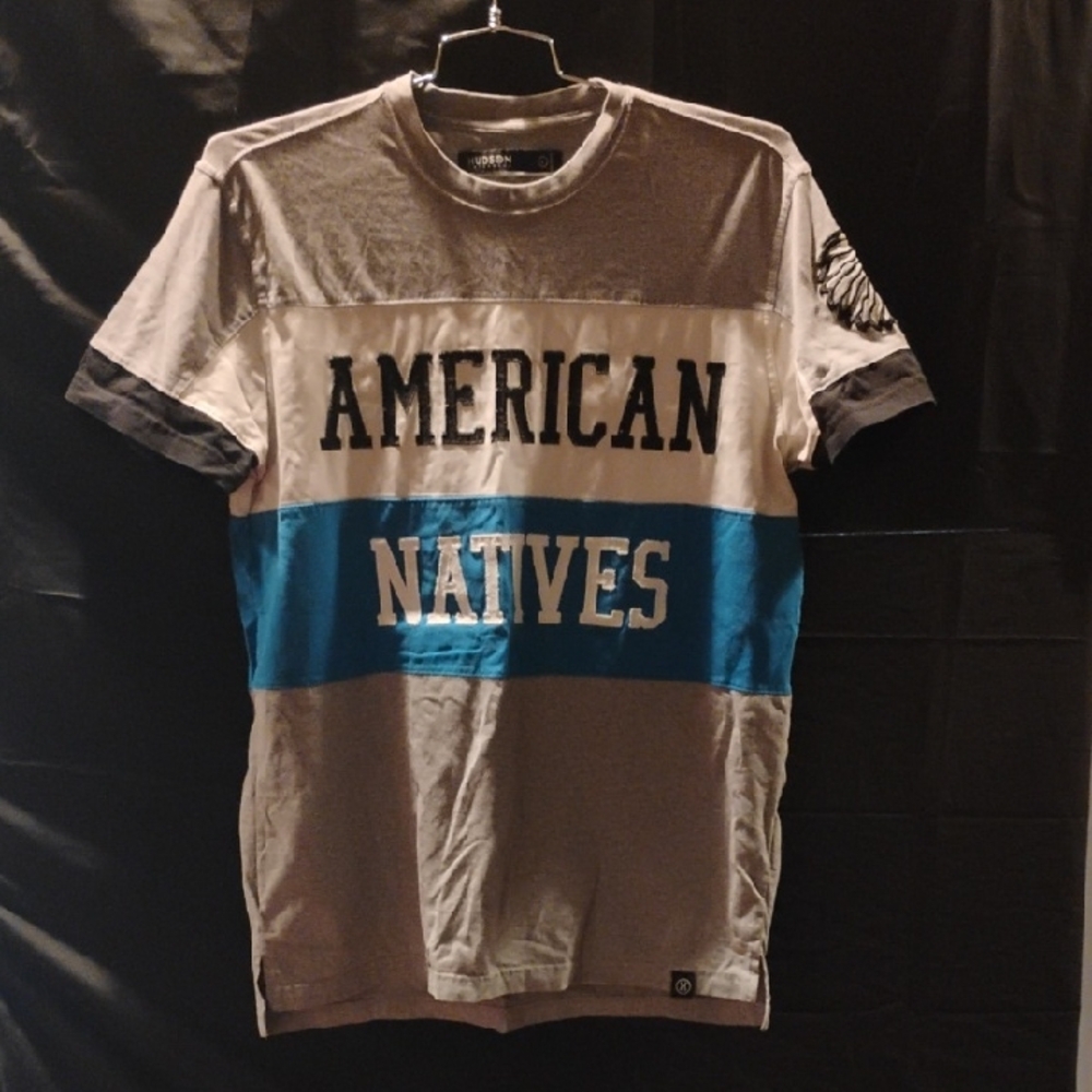 Hudson Jeans Gray and Blue Graphic Tee